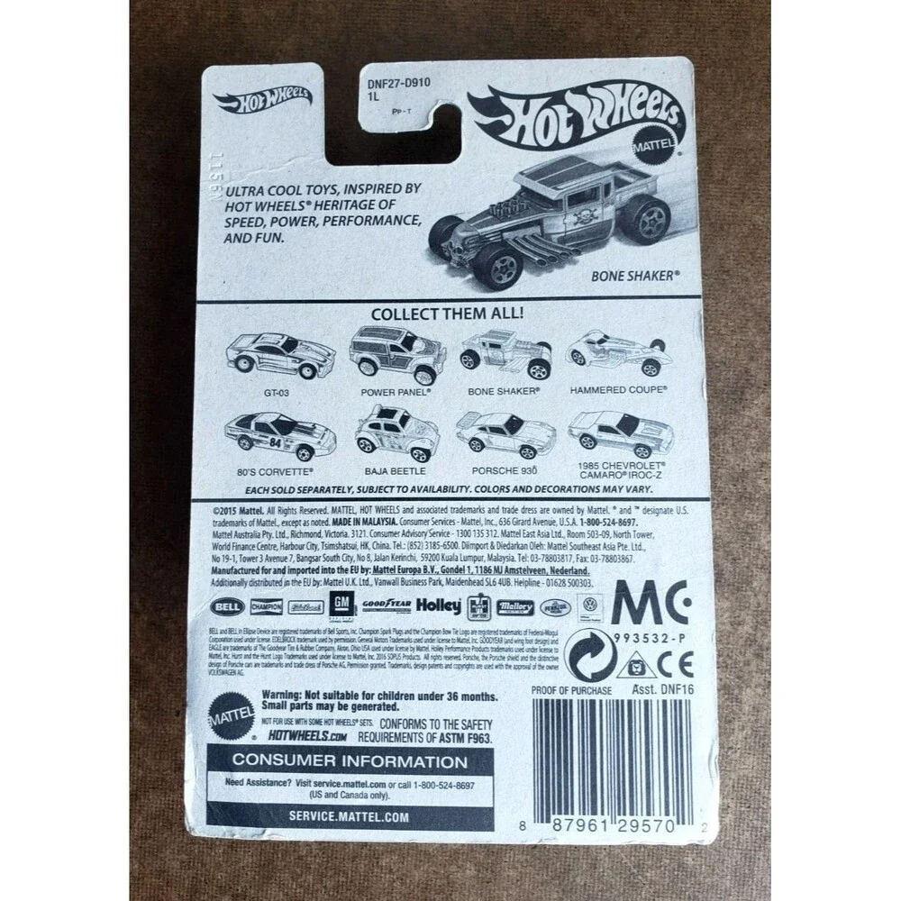 2016 Hot Wheels BONE SHAKER Matte White RETRO STYLE SERIES Toy #DNF27 1:64 5-SP